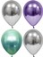 20 Adet Gümüş Mor Yeşil Krom Balon (Aynalı Balon) 1