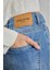Kadın Mavi Yüksek Bel Pis Paça Loose Straight Jean 4