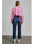 Kadın Koyu Mavi Yüksek Bel Pis Paça Loose Straight Jean 2