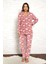 Kadın Kışlık Welsoft Peluş Polar Düğmeli Pijama Takımı 2