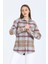 Kadın Bej Oversize Tek Cepli Kareli Pamuklu Kalın Kumaş Oduncu Ceket Gömlek 4