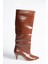 Taba Kroko Baskı Alçak Topuklu Kadın Çizme N749204011 5