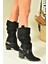 Siyah Süet Alçak Topuklu Kovboy Model Çizme N882880702 5