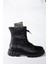 Siyah Deri Günlük Kadın Postal Bot N555101503 5