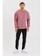 Bisiklet Yaka Şardonlu Basic Sweatshirt Somon 4