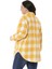 Büyük Beden Yandan Düğme Detaylı Torba Cepli Manşetli Sarı Gömlek 3