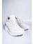 Beyaz Dolgu Topuklu Sneaker Bağcıklı Spor Ayakkabı - Pily 4