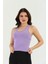 Lila Çapraz Askılı Slim Fit Ribana Kadın Atlet 1
