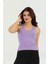Lila Çapraz Askılı Slim Fit Ribana Kadın Atlet 3