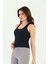 Lacivert Çapraz Askılı Slim Fit Ribana Kadın Atlet 2