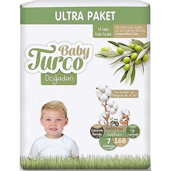 Uni Baby Baby Turco Doğadan Ultra Fırsat Bebek Bezi 7 No Xx Large 56 Lı X3 Adet