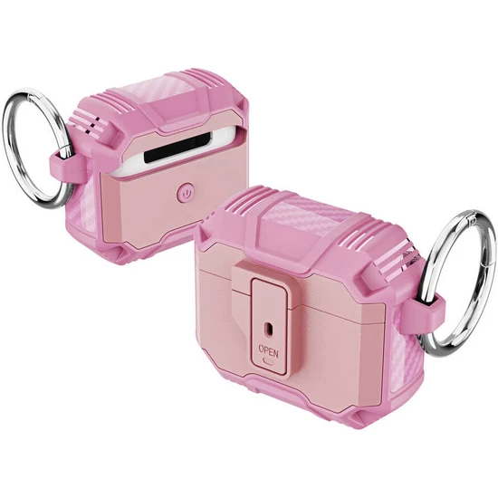 Case 4U Apple Airpods 3. Nesil Kılıf Tank Çift Katmanlı Silikon Airbag 27 Pembe