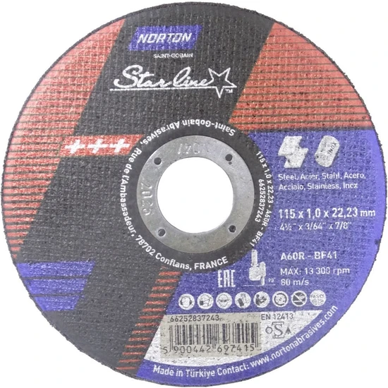 Norton Starline Metal Kesici Disk 115x1.0x22.23mm - 25 Adet