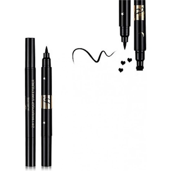 HaLVeY Bir Tarafı Kalem Bir Tarafı Kalp Baskılı Eyeliner