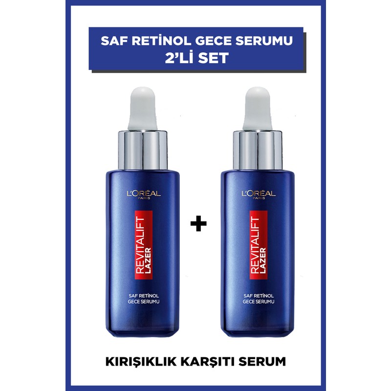 L'Oréal Paris Loreal 2'li Revitalift Lazer Saf Retinol Gece Serumu Seti