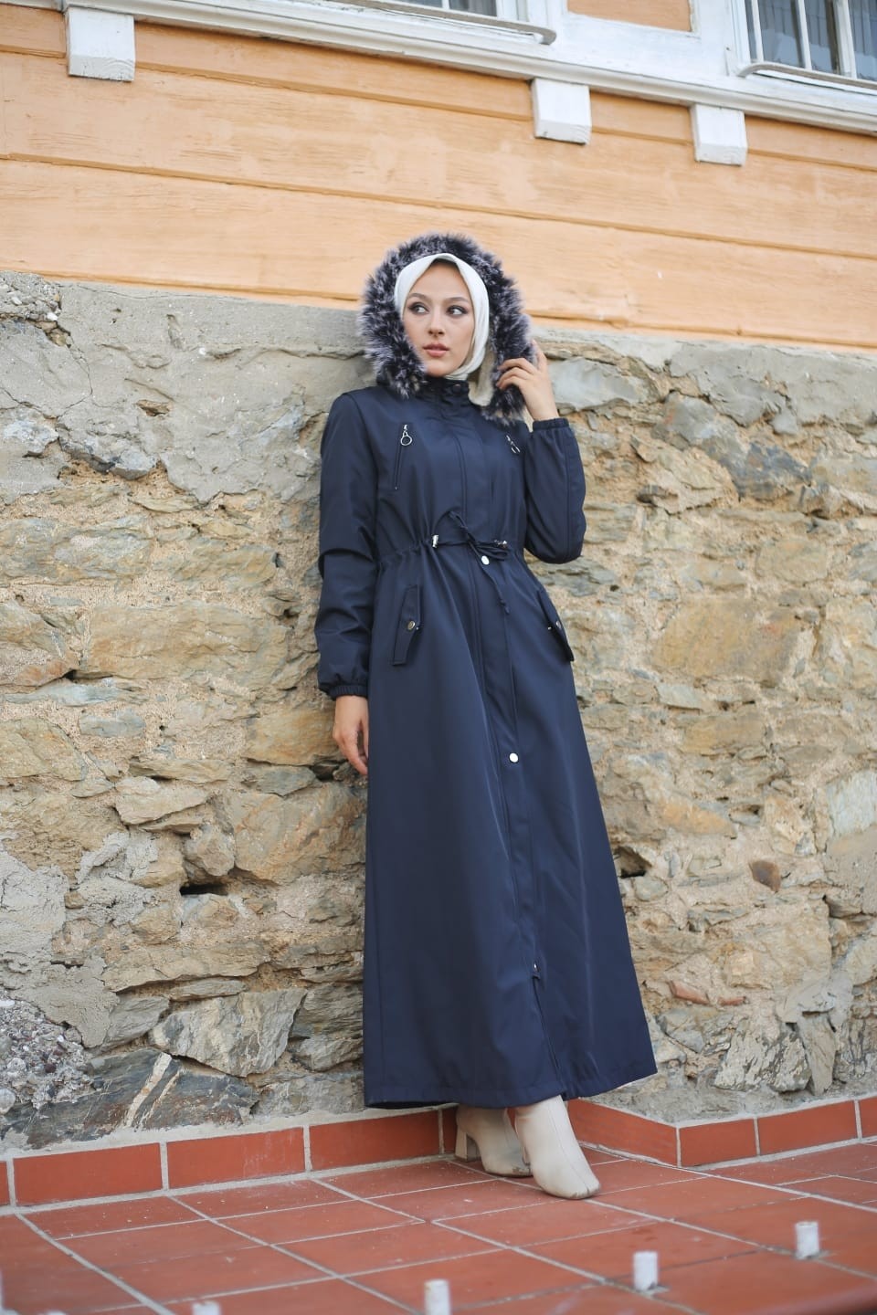 Vibeys Collection Haki İçi Kürklü ve Su Geçirmez Büyük Beden Battal Tam Boy Kadın Kışlık Mont & Kaban görsel 3