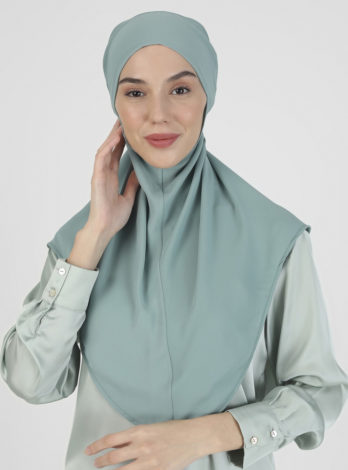 Ecardin Bone Ecardin Krep Kemerli Türban - Mint Yeşili - Ecardin