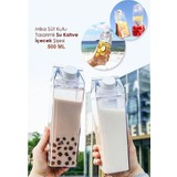 Kitchen Beauty 500 ml Mika Süt Kutu Tasarımlı Su Kahve Içecek Şişesi | Cam Değildir | Kahve ve Sunum Bardağı 1 Adet