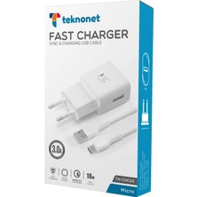 Teknonet TN-CHC03 1 Çıkışlı 3000 Mah Micro Kablo + Şarj Aleti (Kablo Dahil)