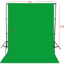 AA Plus Green Screen Greenbox Yeşil Fon Perde (2X3M) + Fon Standı + 4 Mandal
