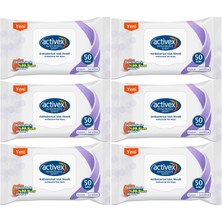 Activex Islak Havlu Mendil Hassas 50 Yaprak 6 Lı Set (300 Yaprak) Plastik Kapaklı