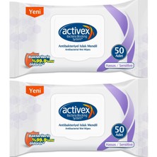 Activex Islak Havlu Mendil Hassas 50 Yaprak 2 Li Set (100 Yaprak) Plastik Kapaklı