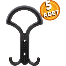 Badem10 Noktalı Portmanto Vestiyer Duvar Askısı Metal Dolap Elbise Askılığı Siyah 5 Adet