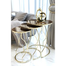 Rüya 3lü Zigon Sehpa Gold Ayak - Bronz Ayna