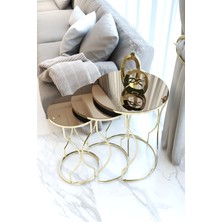 Rüya 3lü Zigon Sehpa Gold Ayak - Bronz Ayna