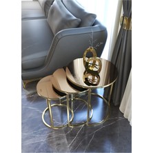Ceylin 3lü Zigon Sehpa Gold Ayak, Bronz Aynalı