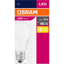Osram Led Value 8,5W Sarı Işık E-27 806lm Ampul