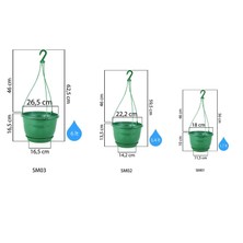 ToXA 6 Litre Askılı Makrome Saksı Yeşil Tabaklı Safir Plastik Tavan Askı Parlak Çiçek Saksısı No3