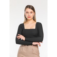 Siyah Fitilli Crop Body