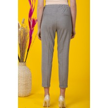 Gri Beli Bağlamalı Dar Paça Pantolon