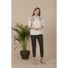 Haki Beli Bağlamalı Dar Paça Pantolon