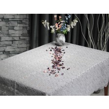 Çeyiz Diyarı Papatya Kordone Tek Masa Örtüsü Gri