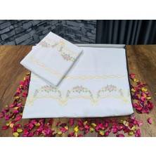 Çeyiz Diyarı Yasmin Nakışlı %100 Pamuklu 6 Parça Nevresim Takımı Krem