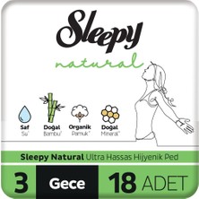 Sleepy Natural Ultra Hassas Hijyenik Ped Gece 18 Adet Ped