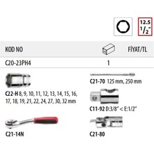 Ceta Form C20-23PH4 23 Parça 1/2” 6 Köşe Lokma Takımı Plastik Çanta