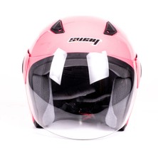 Sway Kask Sway SW-733 Pembe Yarım Şeffaf Camlı