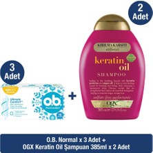 Ogx O.B. Normal Tampon X3 + Ogx Keratin Oil Sülfatsız Şampuan X2