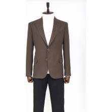 Wessi Desensiz Kahverengi Slim Fit Spor Ceket