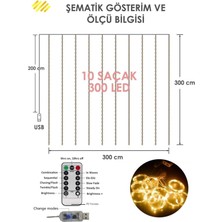 Bys Home 10 Adet Yapay Sarmaşık Yapraklı 3x3 Usbli 10 Saçaklı Perde LED