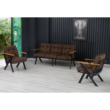 Dekoroom's 3+1+1 Zeta Bahçe Takımı, Balkon, Bahçe, Cafe Mobilyası, Pofuduk Metal Çay Seti