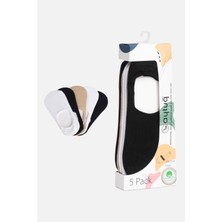 Aytuğ Kadın Pamuklu Silikon Topuklu 5 Çift Çok Renkli Babet Çorap - 31301-1