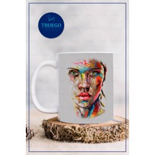 Truego Baskılı Kupa Bardak Seramik Mug - Kadın Tablo