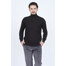 Raymons Erkek Desenli Tam Balıkçı Triko Kazak 67822507 Siyah