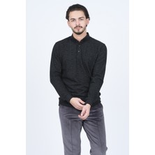 Raymons Erkek Desenli Polo Yaka Triko Sweat 6782251 Siyah