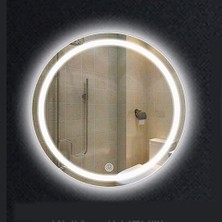 Toprak Dekor 70 cm Kumlamalı Dokunmatik Beyaz Ledli Banyo Aynası Ledlş Ayna
