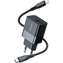 Mcdodo CH-1952 20W 1xtype-C 1xusb Girişli Şarj Adaptörü+Type-C To Iphone Kablo 1.2m-Siyah